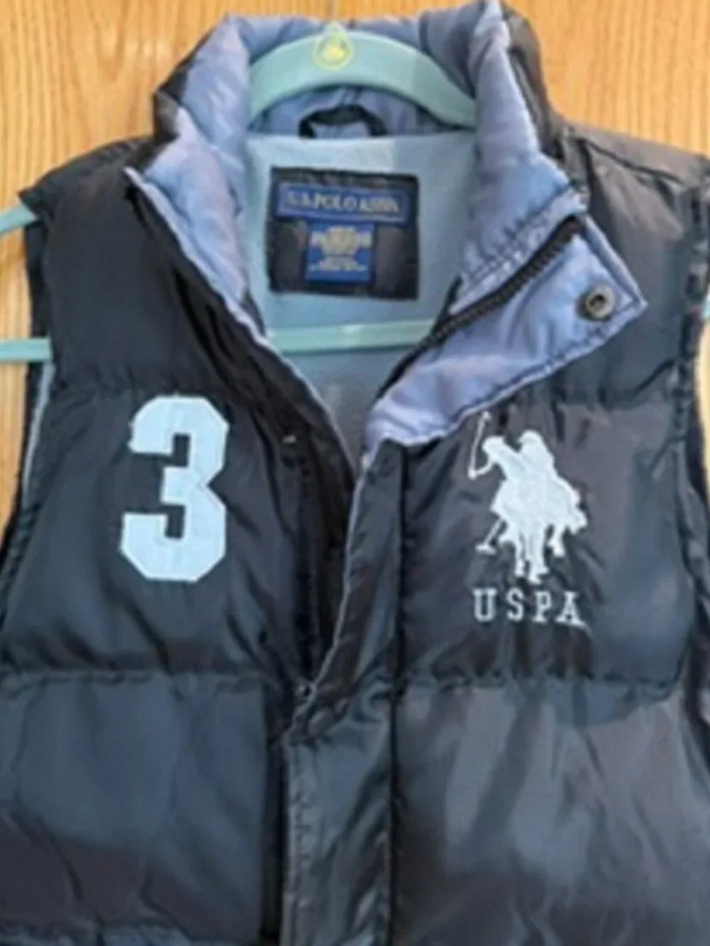 U.S. POLO ASSN. Youth Signature USPA Quilted Puffer Vest Black/Gray Top M(10/12)